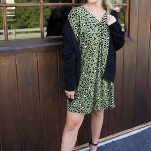 Cheetah Olive Dress- Jules and James NWT